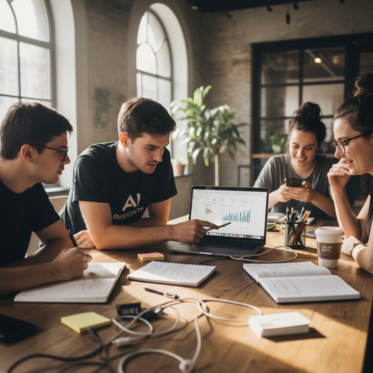 Equipo analizando gráficos de rendimiento en una laptop